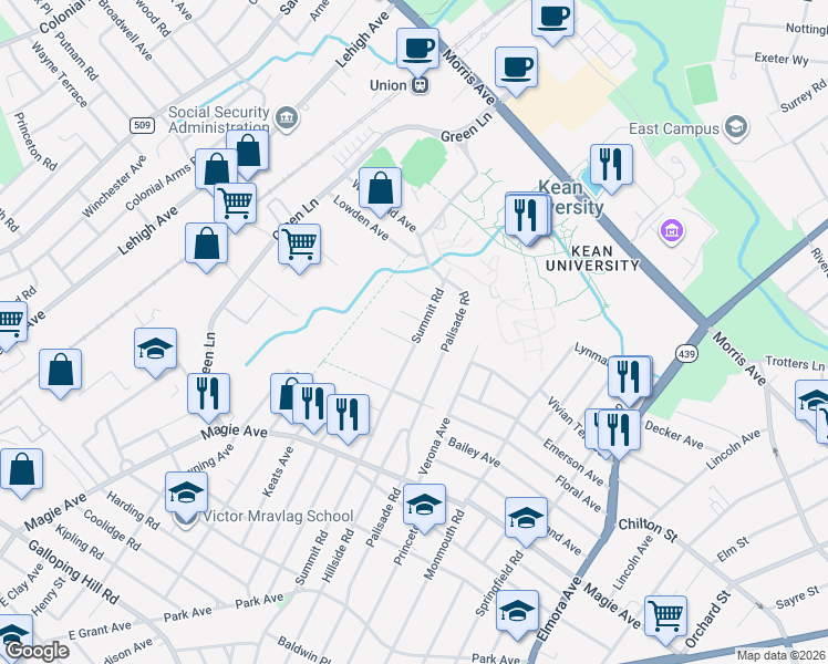 map of restaurants, bars, coffee shops, grocery stores, and more near 912 Lakeside Place in Union