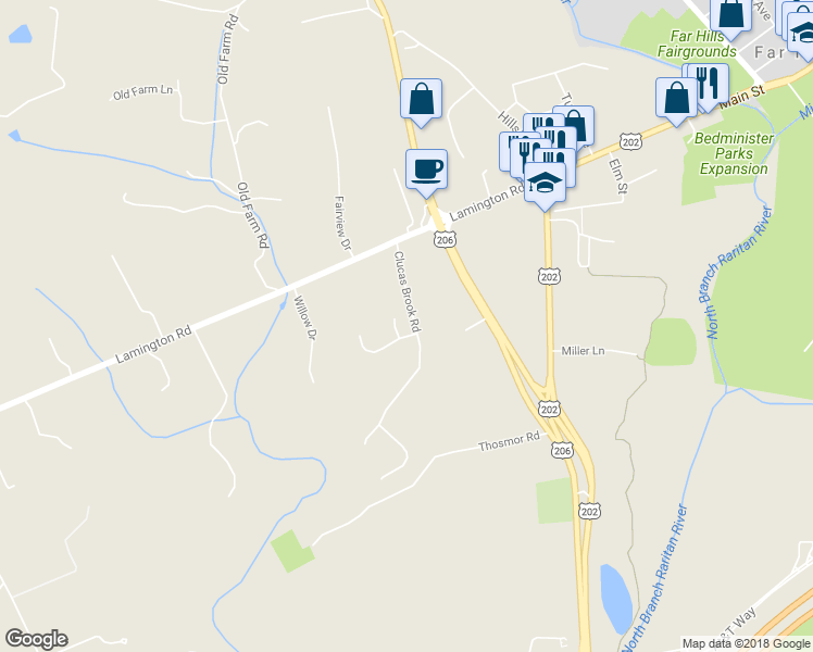 map of restaurants, bars, coffee shops, grocery stores, and more near 2 Jordanna Court in Bedminster Township