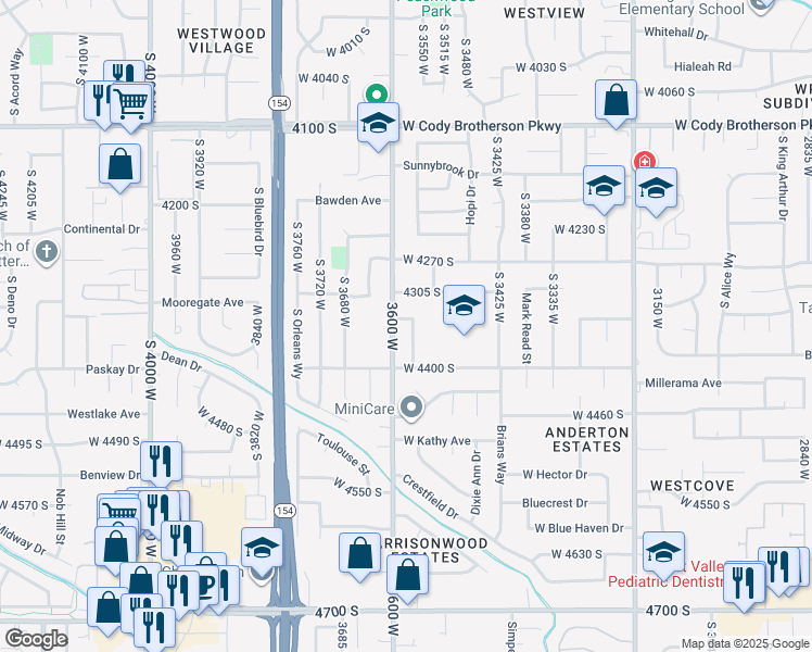 map of restaurants, bars, coffee shops, grocery stores, and more near 4372 South 3570 West in West Valley City