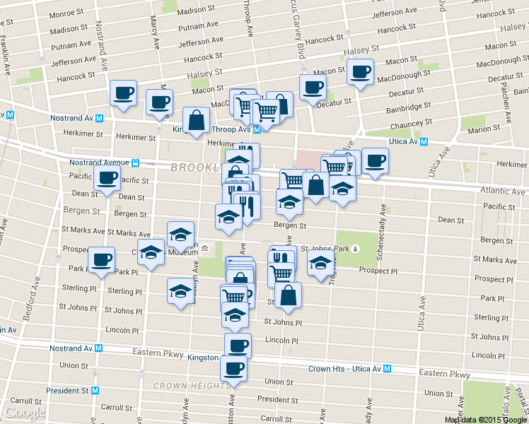 map of restaurants, bars, coffee shops, grocery stores, and more near in Brooklyn