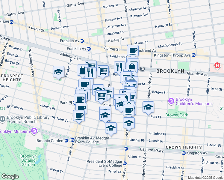 map of restaurants, bars, coffee shops, grocery stores, and more near 1391 Bedford Avenue in Brooklyn
