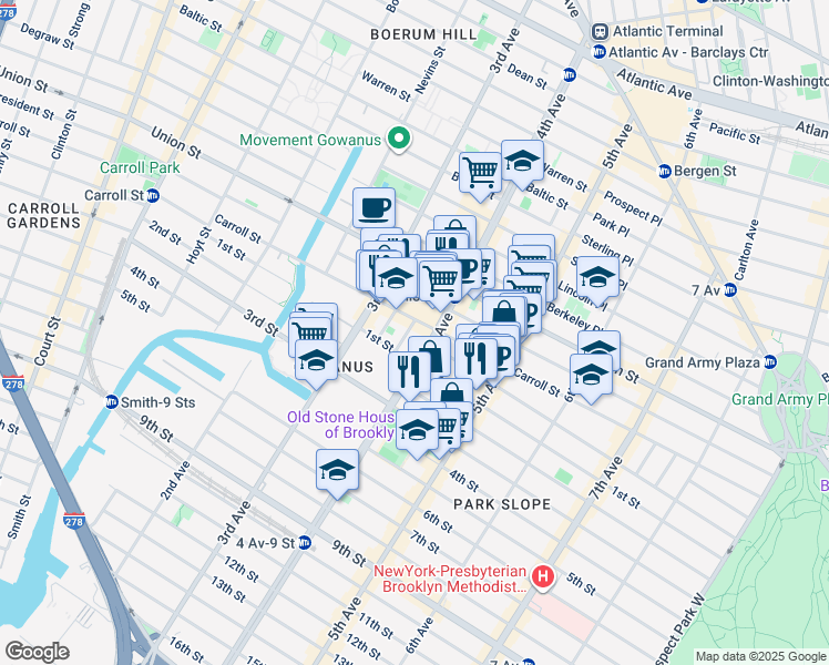 map of restaurants, bars, coffee shops, grocery stores, and more near in Brooklyn
