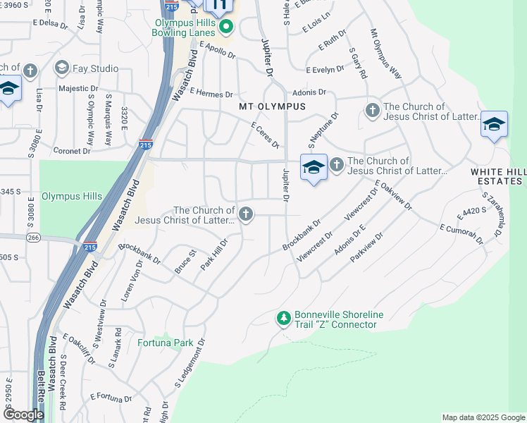 map of restaurants, bars, coffee shops, grocery stores, and more near 4436 Crest Oak Drive in Salt Lake City