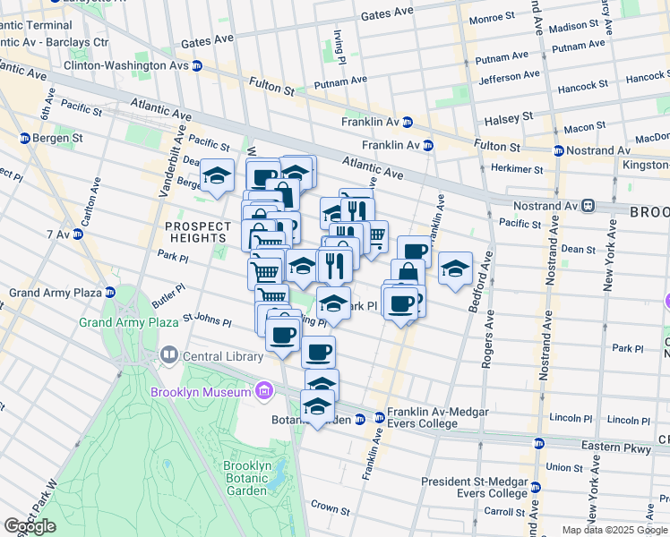 map of restaurants, bars, coffee shops, grocery stores, and more near 482 Prospect Place in Brooklyn