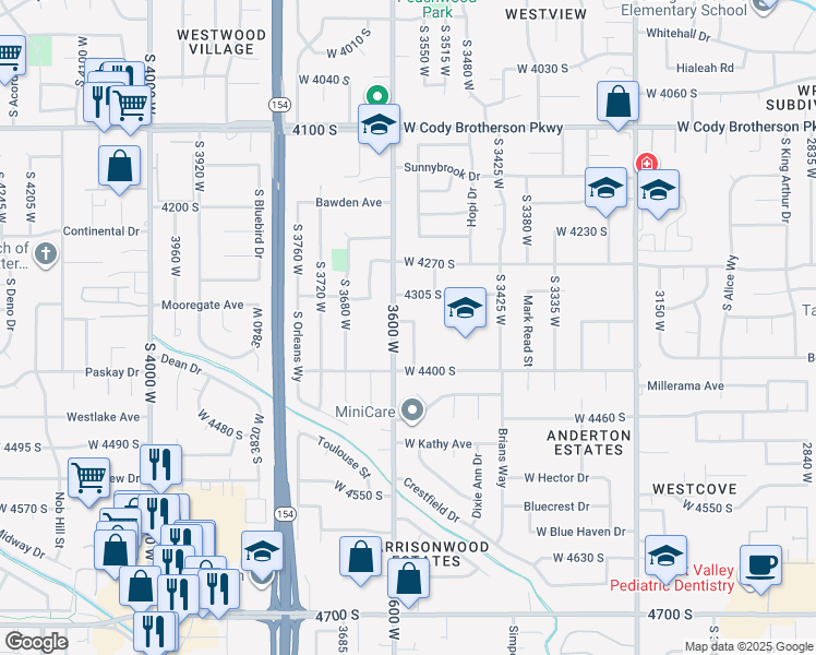 map of restaurants, bars, coffee shops, grocery stores, and more near 4372 South 3570 West in West Valley City