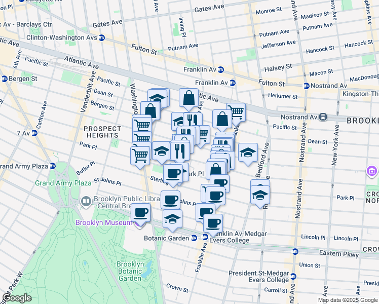 map of restaurants, bars, coffee shops, grocery stores, and more near 528 Prospect Place in Brooklyn