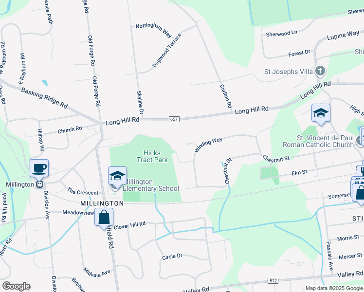 map of restaurants, bars, coffee shops, grocery stores, and more near 12 Largo Lane in Long Hill