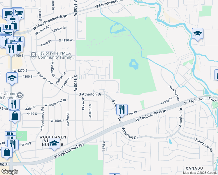 map of restaurants, bars, coffee shops, grocery stores, and more near 4332 South 1145 West in Taylorsville