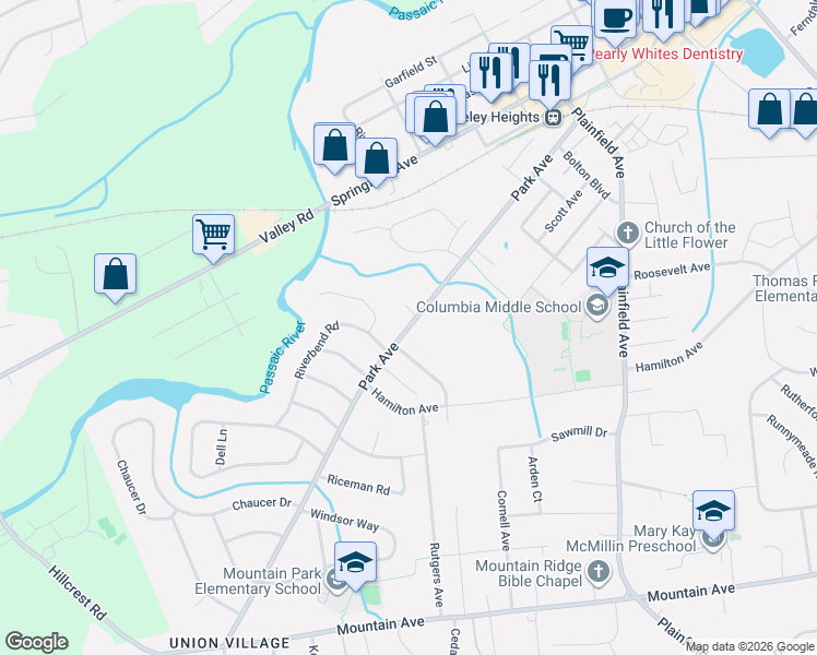 map of restaurants, bars, coffee shops, grocery stores, and more near 16 Princeton Avenue in Berkeley Heights