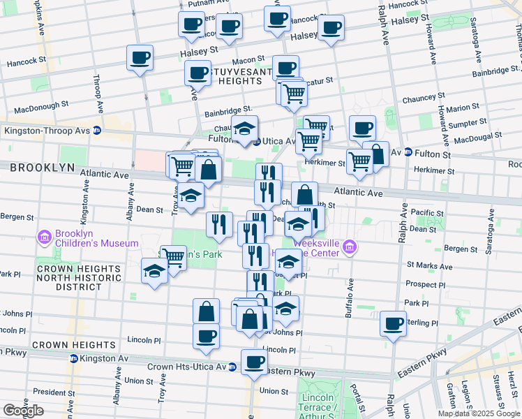 map of restaurants, bars, coffee shops, grocery stores, and more near in Brooklyn