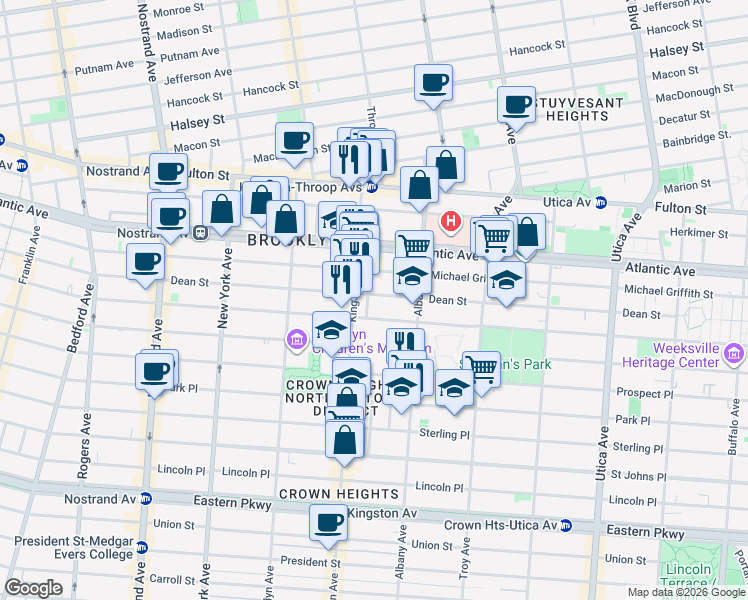 map of restaurants, bars, coffee shops, grocery stores, and more near in Brooklyn