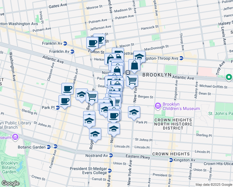map of restaurants, bars, coffee shops, grocery stores, and more near in Brooklyn