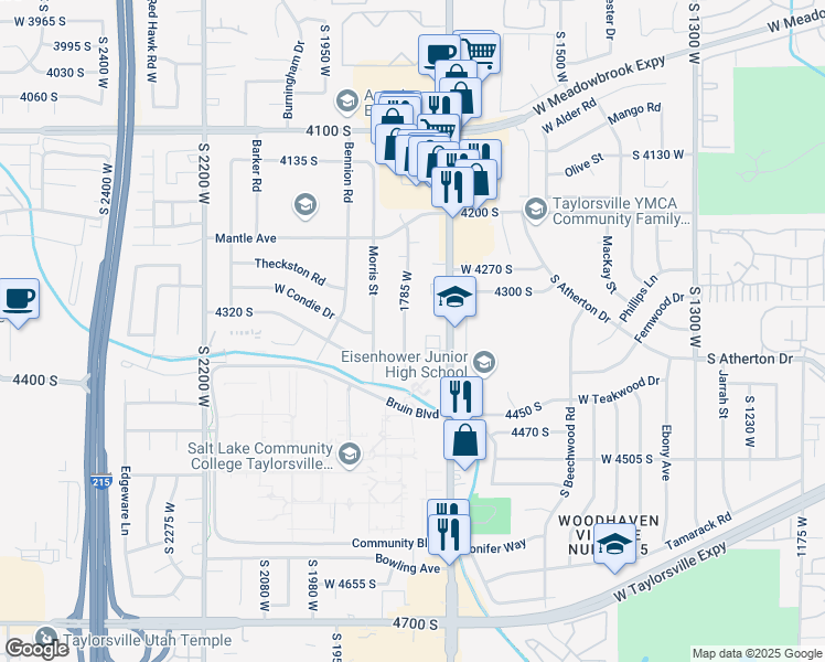 map of restaurants, bars, coffee shops, grocery stores, and more near 4333 El Camino Street in Salt Lake City