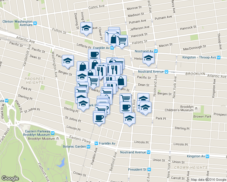 map of restaurants, bars, coffee shops, grocery stores, and more near 945 Bergen Street in Brooklyn