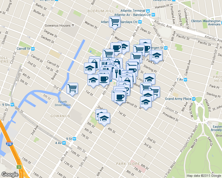 map of restaurants, bars, coffee shops, grocery stores, and more near in Brooklyn