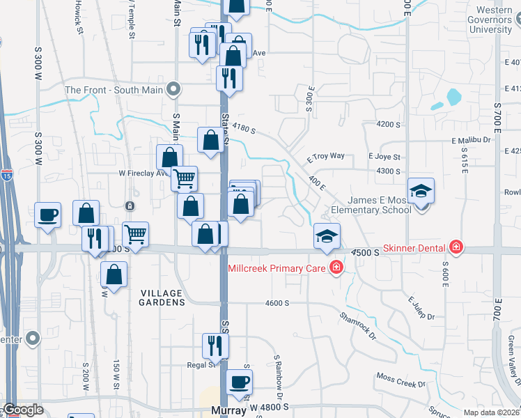 map of restaurants, bars, coffee shops, grocery stores, and more near 4332 Detroiter Circle in Murray