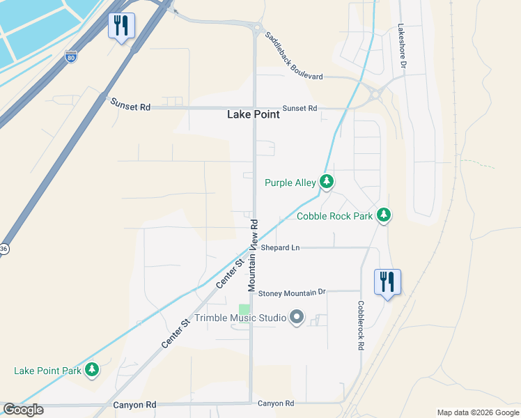map of restaurants, bars, coffee shops, grocery stores, and more near 8098 Mountain View Road in Tooele