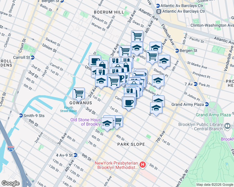 map of restaurants, bars, coffee shops, grocery stores, and more near in Brooklyn
