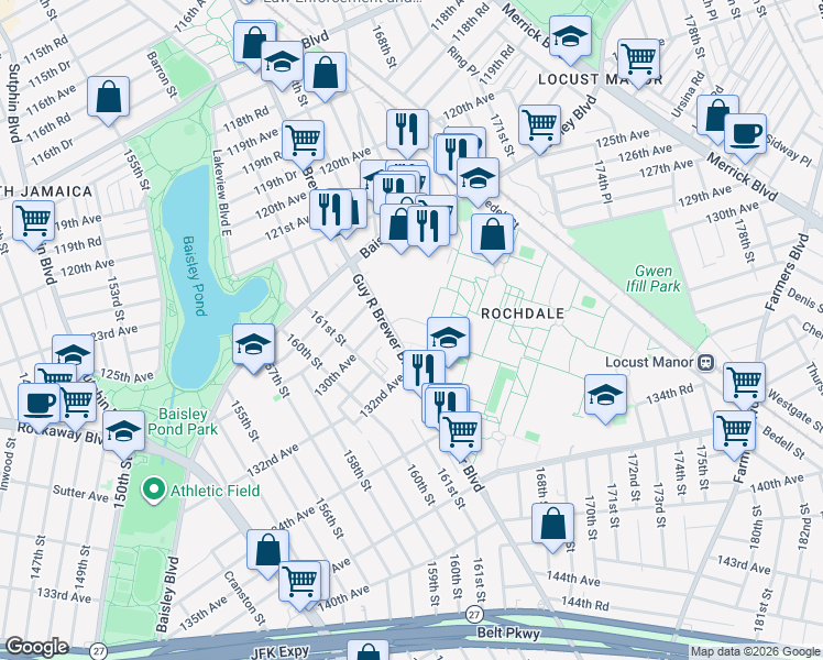 map of restaurants, bars, coffee shops, grocery stores, and more near in Queens