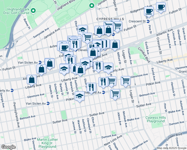 map of restaurants, bars, coffee shops, grocery stores, and more near in Brooklyn