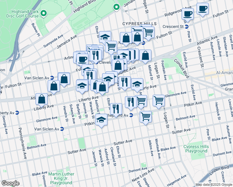 map of restaurants, bars, coffee shops, grocery stores, and more near in Brooklyn