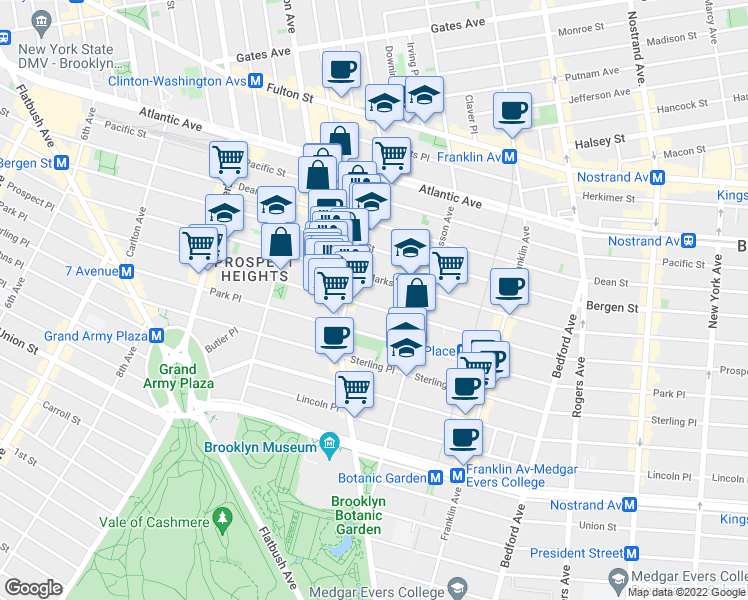 map of restaurants, bars, coffee shops, grocery stores, and more near 396 Saint Marks Avenue in Brooklyn