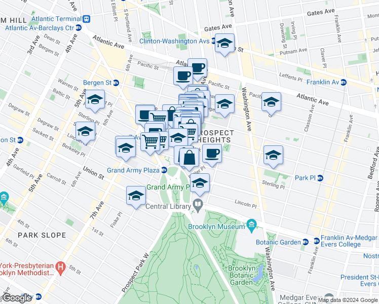 map of restaurants, bars, coffee shops, grocery stores, and more near in Brooklyn