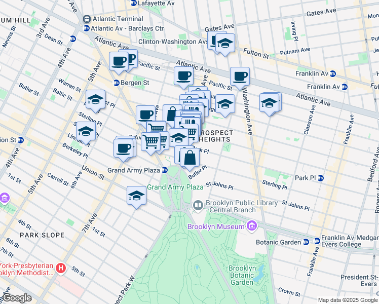 map of restaurants, bars, coffee shops, grocery stores, and more near in Brooklyn