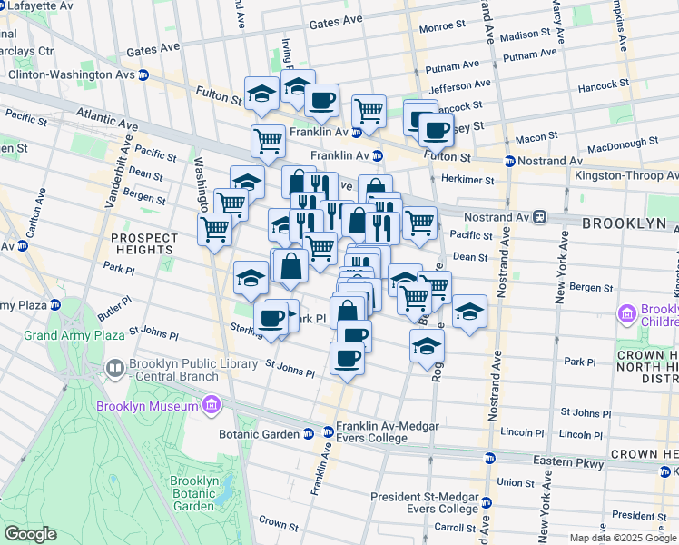 map of restaurants, bars, coffee shops, grocery stores, and more near 505 Saint Marks Avenue in Brooklyn