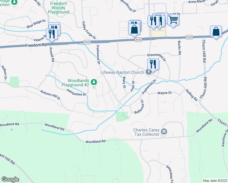 map of restaurants, bars, coffee shops, grocery stores, and more near 108 Persimmon Place in Cranberry Township