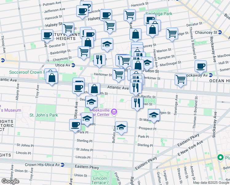 map of restaurants, bars, coffee shops, grocery stores, and more near in Brooklyn