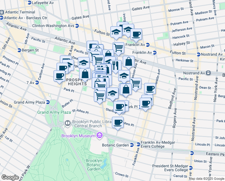 map of restaurants, bars, coffee shops, grocery stores, and more near in Brooklyn