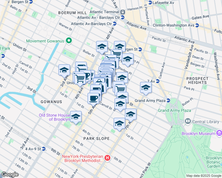 map of restaurants, bars, coffee shops, grocery stores, and more near in Brooklyn