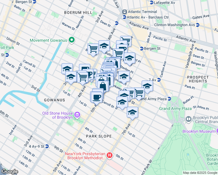 map of restaurants, bars, coffee shops, grocery stores, and more near in Brooklyn