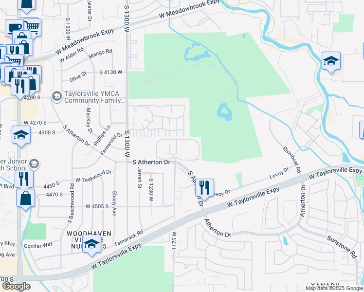 map of restaurants, bars, coffee shops, grocery stores, and more near 4352 South 1145 West in Taylorsville