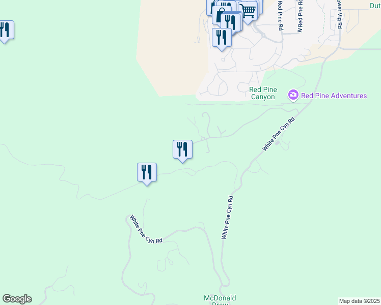 map of restaurants, bars, coffee shops, grocery stores, and more near 2505 West White Pine Lane in Park City