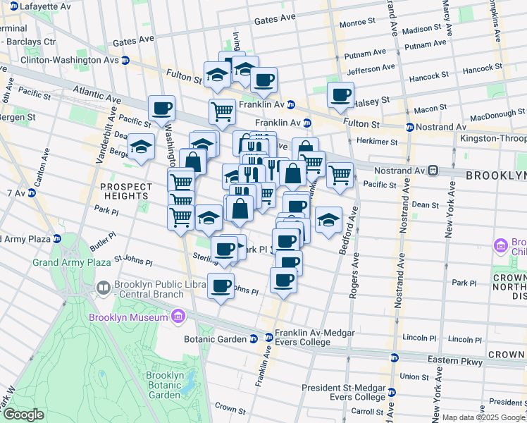 map of restaurants, bars, coffee shops, grocery stores, and more near in Brooklyn