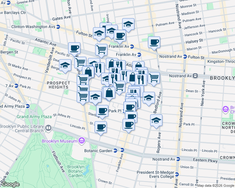 map of restaurants, bars, coffee shops, grocery stores, and more near 469 Saint Marks Avenue in Brooklyn