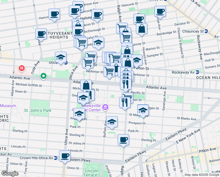 map of restaurants, bars, coffee shops, grocery stores, and more near in Brooklyn
