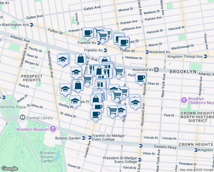 map of restaurants, bars, coffee shops, grocery stores, and more near 945 Bergen Street in Brooklyn