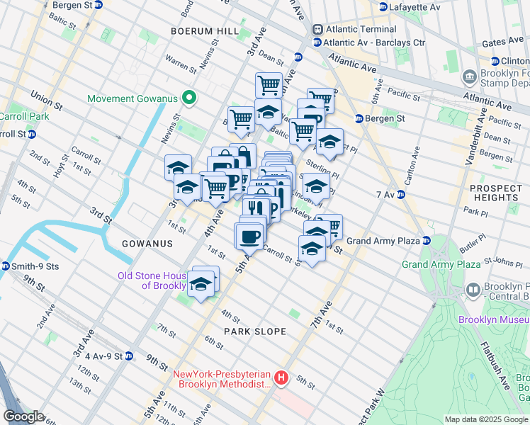 map of restaurants, bars, coffee shops, grocery stores, and more near 684 Union Street in Brooklyn