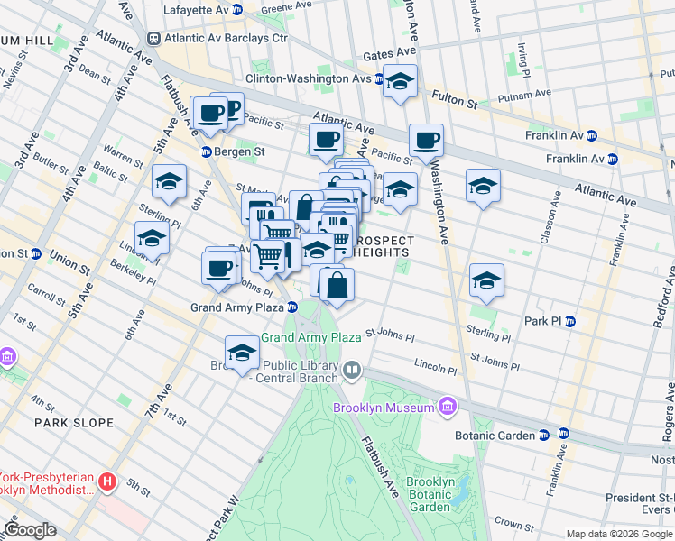 map of restaurants, bars, coffee shops, grocery stores, and more near in Brooklyn