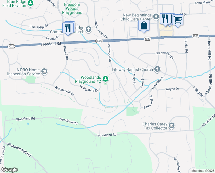 map of restaurants, bars, coffee shops, grocery stores, and more near Hummingbird Hill in Cranberry Township