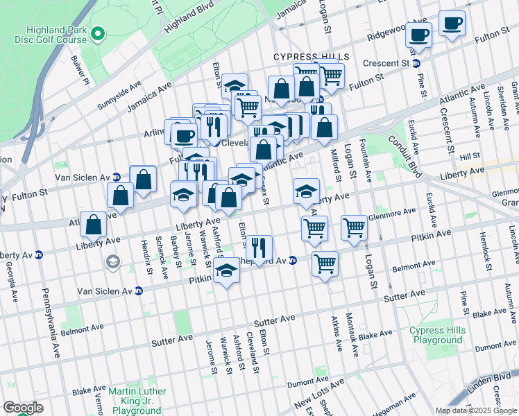 map of restaurants, bars, coffee shops, grocery stores, and more near in Brooklyn