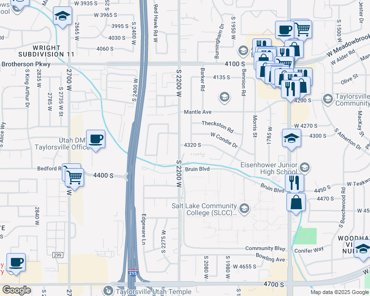 map of restaurants, bars, coffee shops, grocery stores, and more near 2171 Kirkham Way in Salt Lake City