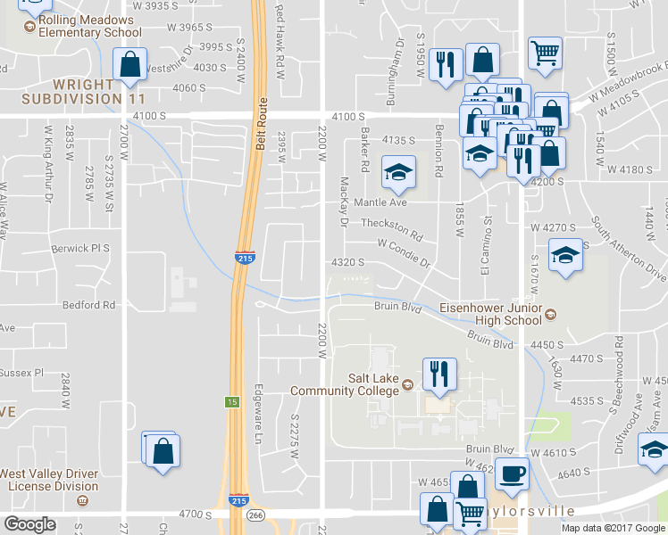 map of restaurants, bars, coffee shops, grocery stores, and more near 2171 Kirkham Way in Salt Lake City