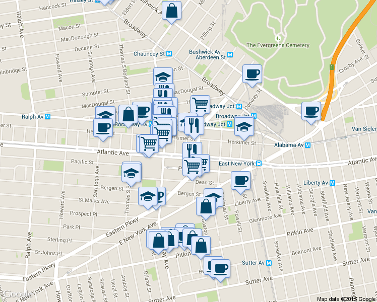 map of restaurants, bars, coffee shops, grocery stores, and more near 29 Monaco Place in Brooklyn