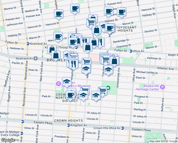 map of restaurants, bars, coffee shops, grocery stores, and more near in Brooklyn