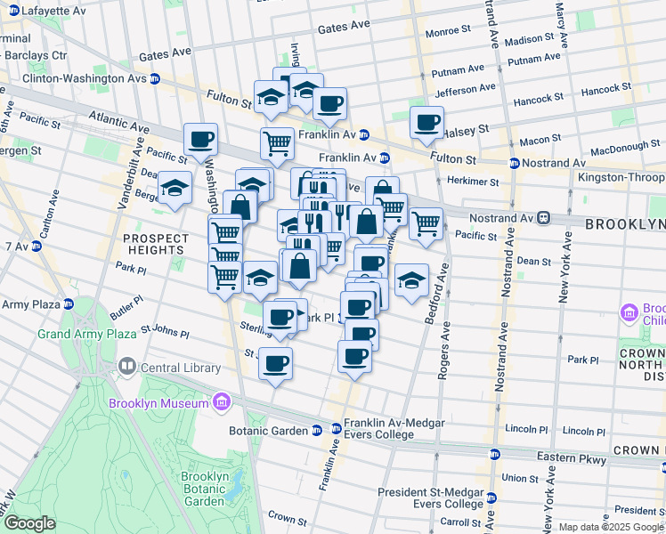 map of restaurants, bars, coffee shops, grocery stores, and more near in Brooklyn