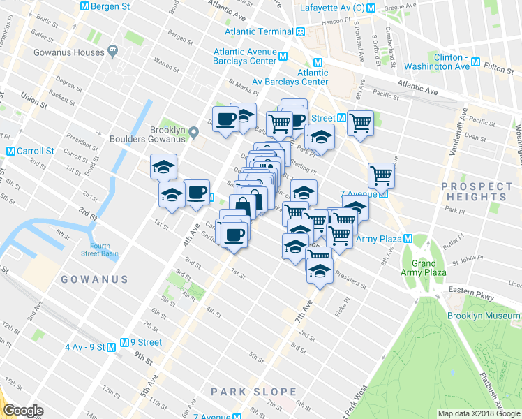 map of restaurants, bars, coffee shops, grocery stores, and more near in Brooklyn
